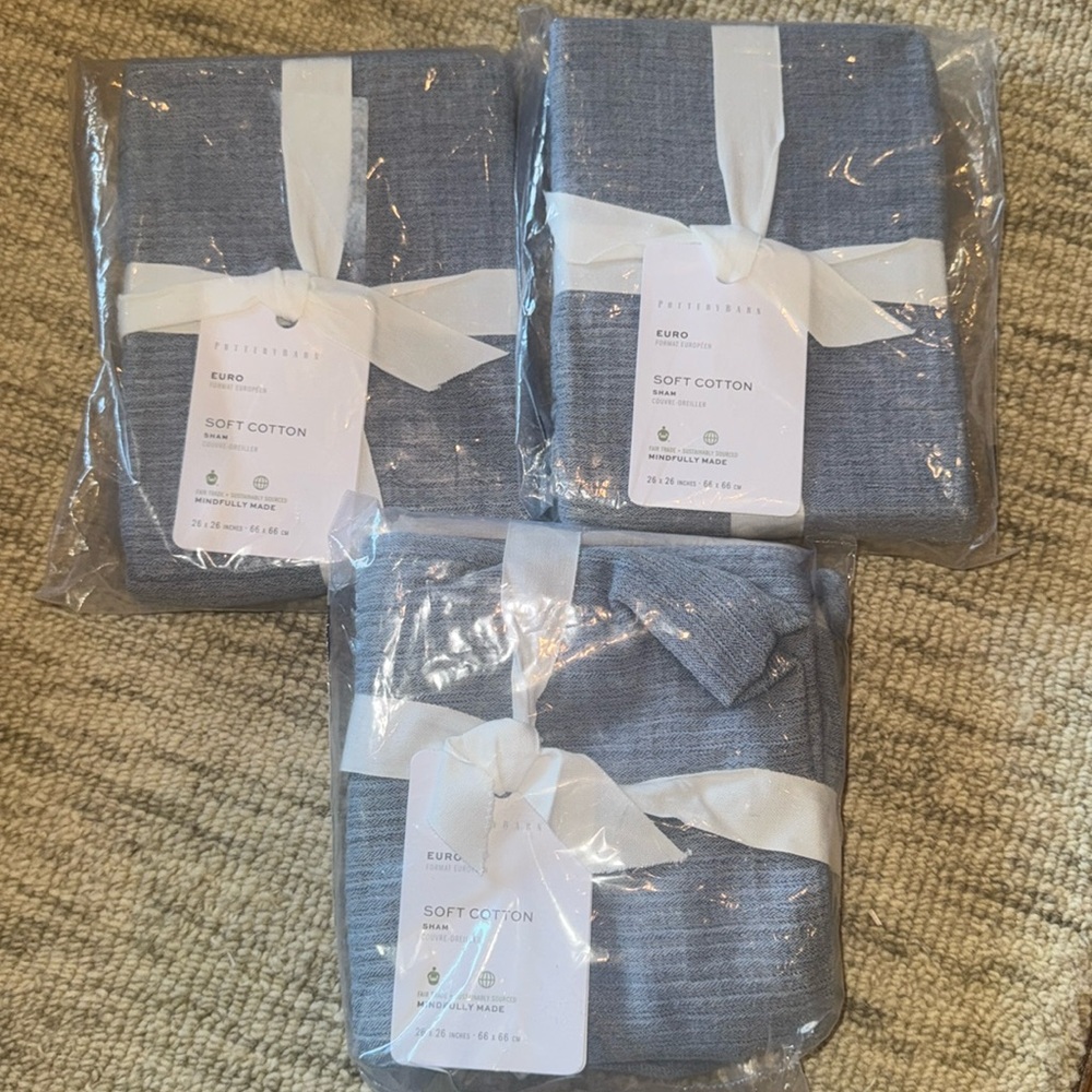 Three Pottery Barn Euro Shams